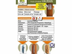 Puerta de Entrada Modelo Vauban - 200 X 80 Empuje Izquierdo (Dimensiones de la Tabla) sin manilla^GD Menuiseries