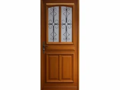 GD Menuiseries Puerta de Entrada Modelo 'Carole' 215X90 Empujando a la Derecha (Dimensiones de la Mesa) sin manilla Marru00f3n