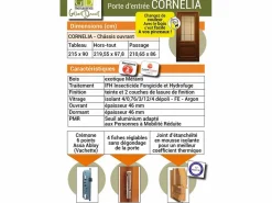 GD Menuiseries Puerta de Entrada Modelo 'Cornelia' 215X90 Empujar Mesa Lateral Derecha sin manilla Marru00f3n Discount