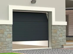 Puerta de garaje seccional con motor efecto ranurado antracita NORIA^Somfy Discount
