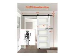 Puerta de Granero Corrediza SucceBuy, 76.2 x 213.4 cm, de Panel de MDF, Kit de Puerta Corrediza con Kit de Herrajes, Superficie de PVC Impermeable^