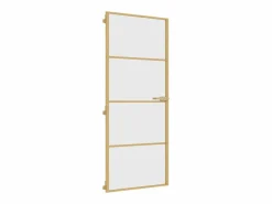 Puerta de interior dorada vidrio templado y aluminio 83x201,5cm ES393696^ New