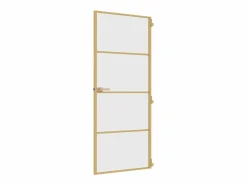Puerta de interior dorada vidrio templado y aluminio 83x201,5cm ES393696^ New