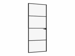 Puerta de interior vidrio templado y aluminio 83x201,5 cm ES103138 Negro Outlet