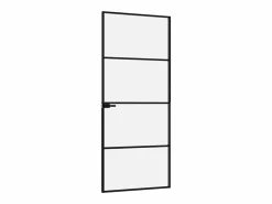 Puerta de interior vidrio templado y aluminio 83x201,5 cm ES103138 Negro Outlet