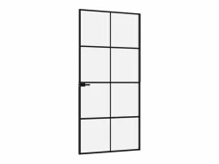 Puerta de interior vidrio templado y aluminio 93x201,5 cm ES154585 Negro