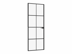 Puerta de interior vidrio templado y aluminio 76x201,5 cm ES522789 Negro New