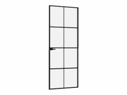 Puerta de interior vidrio templado y aluminio 76x201,5 cm ES522789 Negro New