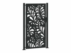Puerta de jardín negra 105x180 cm diseño ondulado de acero^ Outlet