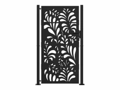 Puerta de jardín negra 105x180 cm diseño ondulado de acero^ Outlet