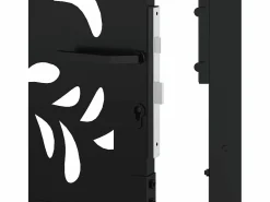 Puerta de jardín negra 105x180 cm diseño ondulado de acero^ Outlet