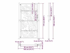 Puerta de jardín negra 105x180 cm diseño ondulado de acero^ Outlet