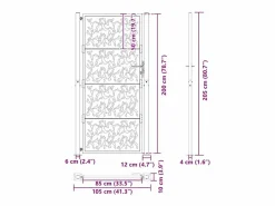 Puerta de jardín negra 105x205 cm diseño de hoja de acero Negro Hot