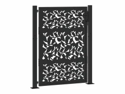 Puerta de jardín negra 105x130 cm diseño de hoja de acero^ New