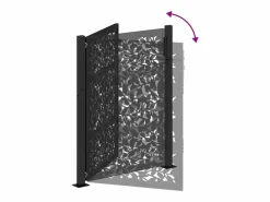 Puerta de jardín negra 105x130 cm diseño de hoja de acero^ New