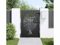 Puerta de jardín, Puerta de jardín 85x75 cm Diseño de árbol en acero Corten^ Hot