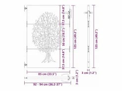 Puerta de jardín, Puerta de jardín 85x75 cm Diseño de árbol en acero Corten^ Hot