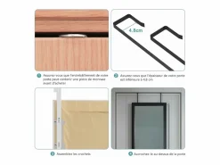 DripeX Espejo De Pared|Espejo|Puerta de la pared colgante de espejo 110x33cm, longitud del espejo completo en vidrio templado con 2 ganchos de suspensión para puerta, altura ajustable -