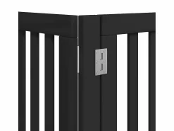 Puerta de perros plegable 15 paneles madera álamo negra 750 cm^Clicnbuy Best