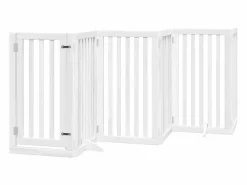 Puerta de perros plegable 15 paneles madera álamo blanca 750 cm^Clicnbuy Online