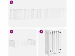 Puerta de perros plegable 15 paneles madera álamo blanca 750 cm^Clicnbuy Online