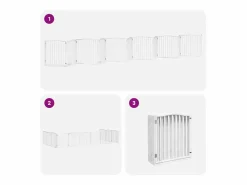 Puerta de perros plegable 12 paneles madera álamo blanca 960 cm^Clicnbuy Discount