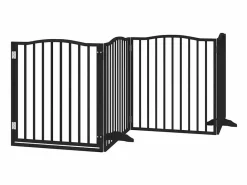 Puerta de perros plegable 10 paneles madera álamo negra 800 cm^Clicnbuy New