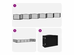 Puerta de perros plegable 12 paneles madera álamo negra 960 cm^Clicnbuy Hot