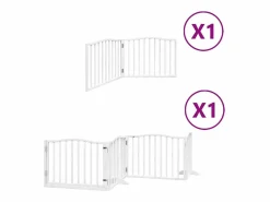 Clicnbuy Puerta de perros plegable 6 paneles madera álamo blanca 480 cm Blanco