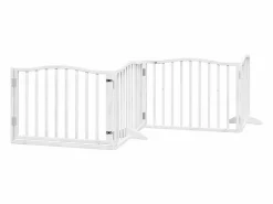 Clicnbuy Puerta de perros plegable 6 paneles madera álamo blanca 480 cm Blanco