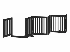 Clicnbuy Seguridad Para Mascotas|Puerta de perros plegable 12 paneles madera álamo negra 600 cm
