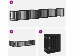 Clicnbuy Seguridad Para Mascotas|Puerta de perros plegable 12 paneles madera álamo negra 600 cm
