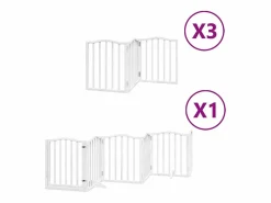 Clicnbuy Puerta de perros plegable 15 paneles madera álamo blanca 750 cm Blanco Hot