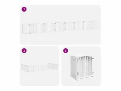 Clicnbuy Puerta de perros plegable 15 paneles madera álamo blanca 750 cm Blanco Hot