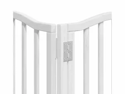 Clicnbuy Puerta de perros plegable 15 paneles madera álamo blanca 750 cm Blanco Hot