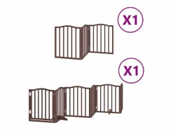 Clicnbuy Seguridad Para Mascotas|Puerta de perros plegable 9 paneles madera álamo marrón 450 cm