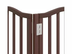 Clicnbuy Seguridad Para Mascotas|Puerta de perros plegable 9 paneles madera álamo marrón 450 cm