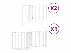 Clicnbuy Seguridad Para Mascotas|Puerta de perros plegable 8 paneles madera álamo blanca 640 cm