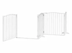 Clicnbuy Seguridad Para Mascotas|Puerta de perros plegable 8 paneles madera álamo blanca 640 cm