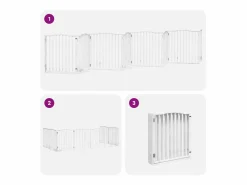 Clicnbuy Seguridad Para Mascotas|Puerta de perros plegable 8 paneles madera álamo blanca 640 cm
