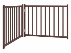 Clicnbuy Seguridad Para Mascotas|Puerta de perros plegable 2 paneles madera abeto marrón 160 cm