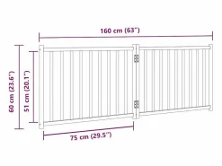 Clicnbuy Seguridad Para Mascotas|Puerta de perros plegable 2 paneles madera abeto marrón 160 cm