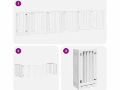 Clicnbuy Seguridad Para Mascotas|Puerta de perros plegable 12 paneles madera álamo blanca 600 cm