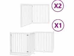 Clicnbuy Seguridad Para Mascotas|Puerta de perros plegable 8 paneles madera álamo blanca 640 cm