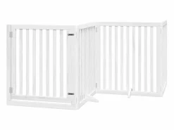 Clicnbuy Seguridad Para Mascotas|Puerta de perros plegable 8 paneles madera álamo blanca 640 cm