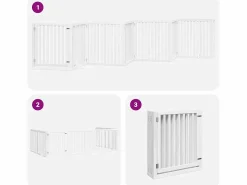 Clicnbuy Seguridad Para Mascotas|Puerta de perros plegable 8 paneles madera álamo blanca 640 cm