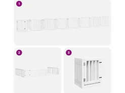 Clicnbuy Seguridad Para Mascotas|Puerta de perros plegable 15 paneles madera álamo blanca 750 cm