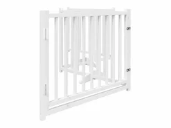 Clicnbuy Puerta de perros plegable 4 paneles madera abeto 320 cm Blanco Clearance