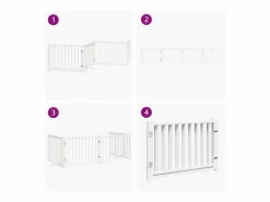Clicnbuy Puerta de perros plegable 4 paneles madera abeto 320 cm Blanco Clearance