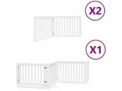Clicnbuy Seguridad Para Mascotas|Puerta de perros plegable 8 paneles madera álamo blanca 640 cm